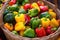 variety of locally grown peppers in a basket