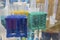 Variety of medical test tubes and vessels