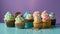 Variety Mini Cupcakes Colorful Frosting Delectable Bite-Size Treats Generative AI