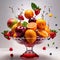 Variety of mixed fresh fruits, dynamic food photography