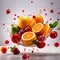 Variety of mixed fresh fruits, dynamic food photography