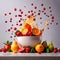 Variety of mixed fresh fruits, dynamic food photography