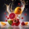 Variety of mixed fresh fruits, dynamic food photography