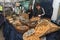 Variety of mushrooms on the market at the Noordermarkt