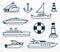 Variety of nautical elements set