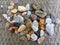 Variety of polished rocks or stones on surface