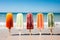 Variety of popsicles on a sun-kissed beach