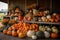 a variety of pumpkins neatly arranged for sale