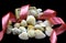 Variety of sea and river white shell, natural soap, pink ribbon