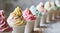 Variety of Soft Serve Ice Cream in Cups