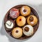 The variety of sufganiyot, Jewish holiday of Hanukkah