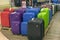 A variety of suitcases in the store