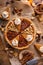 Variety of Thanksgiving pie slices on parchment paper