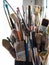 Variety of used painter brushes