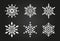 Variety of white snowflakes set