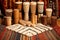 various african djembe drums arranged on a rug