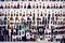 Various alcohol bottles in a bar, toned