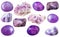 Various amethyst gem stones isolated