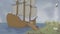 Various animals getting on the ship in stormy and rainy weather. (2D Animation)