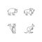Various animals pixel perfect linear icons set