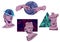 Various Antique Statues. Vaporwave stickers with greek sculpture, Tors, Hands and cosmic space elements in trendy