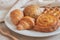 Various baked bread on plate