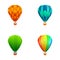 Various balloon icons set cartoon vector. Hot air balloon with basket