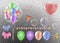 Various balloons. Various colors in the shape of a heart on a background the shape of a heart on a white background