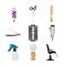 Various Barbershop Equipment Illustration Set