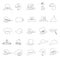 Various black hats outline icons vector set eps10