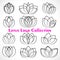 Various black linear lotus logo templates. Vector floral sketch collection. Design flower outline symbol