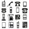 Various black phone symbols and icons set