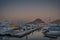 Various boats and yachts moored at the marina in Los Cabos, Baja California