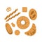 Various bread collection. Cute bread textured illustration. Vector illustration.