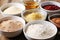 various bread dough mixtures in mixing bowls