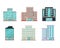 Various buildings flat design vector illustration