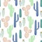 Various cacti desert vector seamless pattern. Abstract thorny plants nature fabric print.