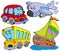 Various cartoon vehicles