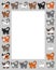 Various cats border frame. Cute and funny cartoon kitty cat vector illustration set with different cat breeds. Kids and Cute Carto