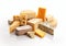 Various cheese selection on white background.Macro.AI Generative