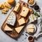 Various cheese on the table