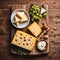 Various cheese on the table