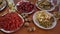 Various Chinese health care herbs on table. Closeup