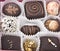 Various chocolate pralines