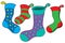 Various Christmas socks