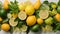 Various citrus fruits, lemon, lime, grapefruit and orange. Generative AI