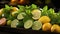 Various citrus fruits, lemon, lime, grapefruit and orange. Generative AI