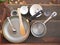 Various clean kitchenware