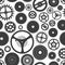 Various cogwheels parts of watch movement seamless pattern