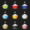 Various color asian food bowl with hot rice food set of simple icons eps10